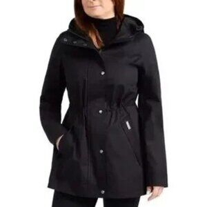 Hunter Black Cotton Smock Water Resistant‎ Long Sleeve Hooded Rain Jacket